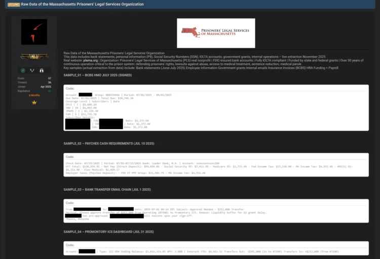 Data Breach Exposes Massachusetts Prisoners’ Legal Services (PLS)