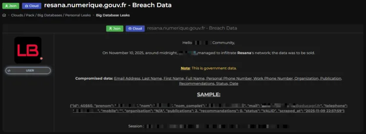 Resana French Government Service Hit by Data Breach