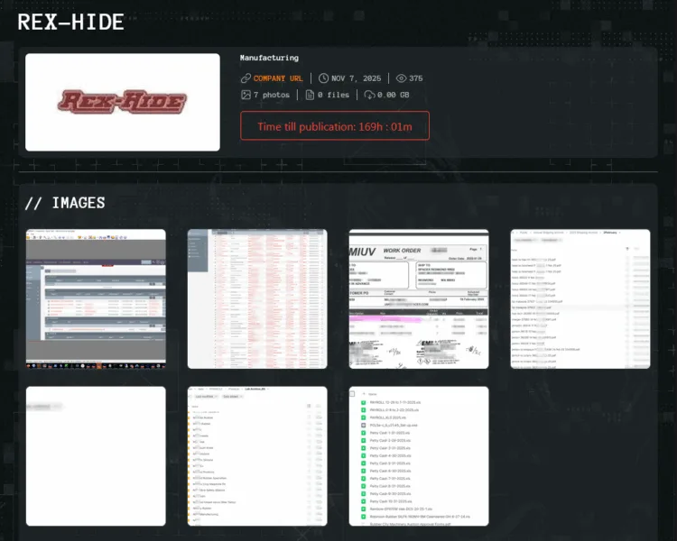 Rex-Hide Inc. Manufacturing Hit by Qilin Ransomware