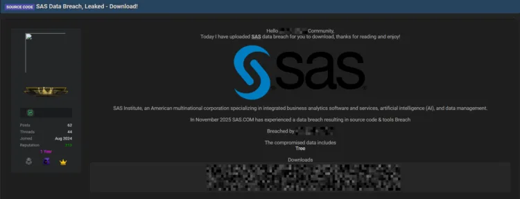 SAS Institute Data Breach Exposes Source Code and Tools