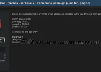 Solana Data Market: 218k Emails from Pump.fun, Axiom & Others for Sale