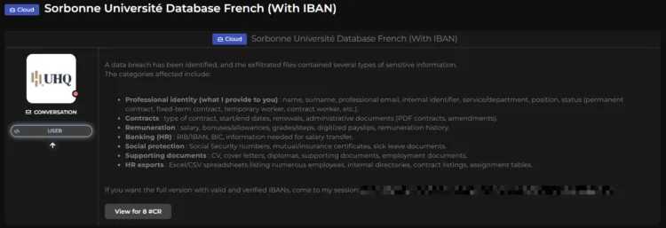 Sorbonne Université Data Breach Exposes HR and Banking Information