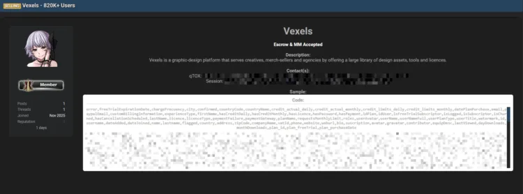 Vexels Data Breach Exposes 820K Users