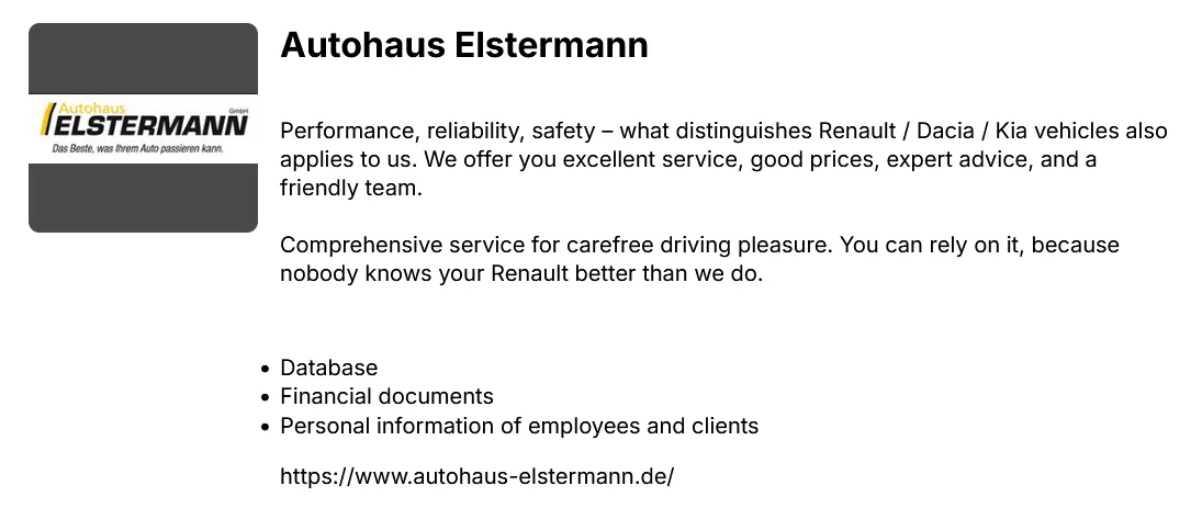 Autohaus Elstermann Hit by Space Bears Ransomware Attack