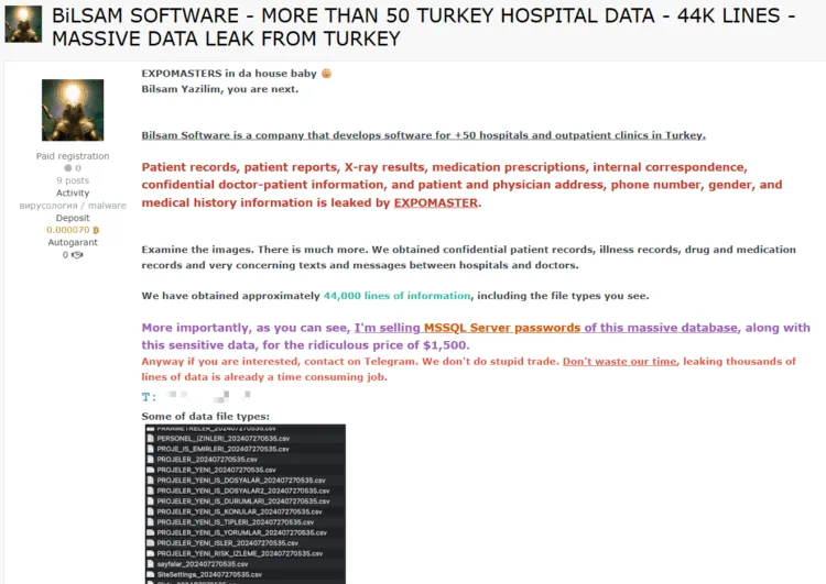 Bilsam Software Data Breach: 44,000 Lines of Hospital Data Leaked
