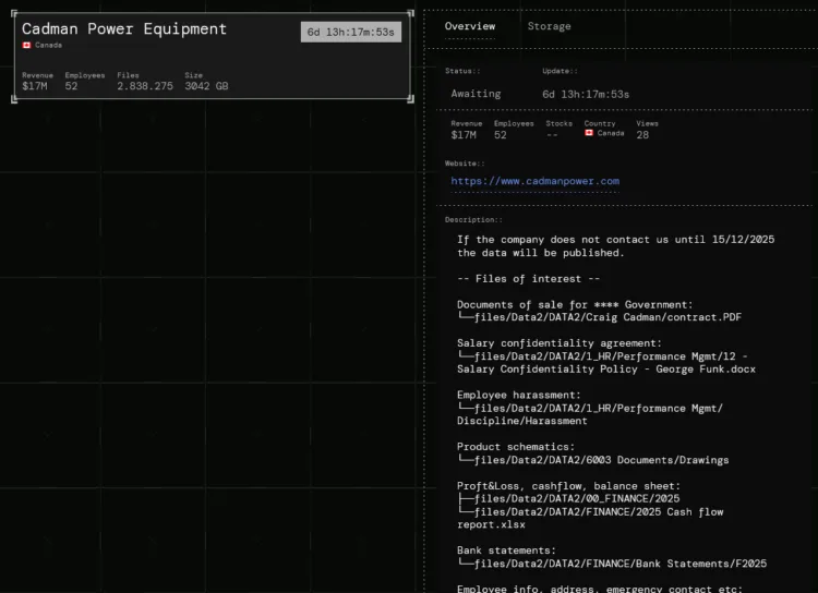 Cadman Power Equipment Targeted by Securotrop Ransomware Group