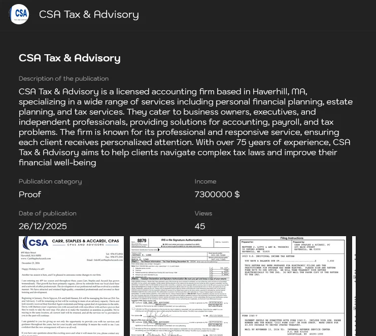🇺🇸 United States – CSA Tax & Advisory (CSA)