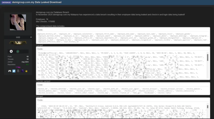 Demi Group Data Breach Exposes Employee IC Numbers and Location Logs