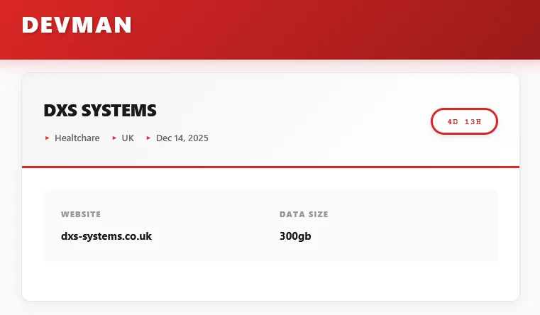 DXS Systems Ransomware Attack by Devman Group (300GB Data Breach)