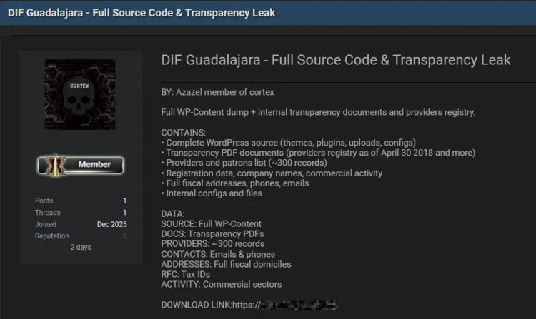 DIF Guadalajara Data Breach and Source Code Leak
