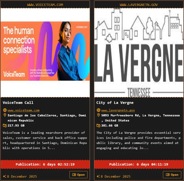 DragonForce Ransomware Hits VoiceTeam Call and City of La Vergne