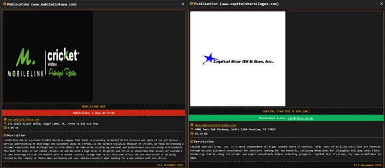 DragonForce Ransomware Hits Mobilelink USA and Capital Star Oil