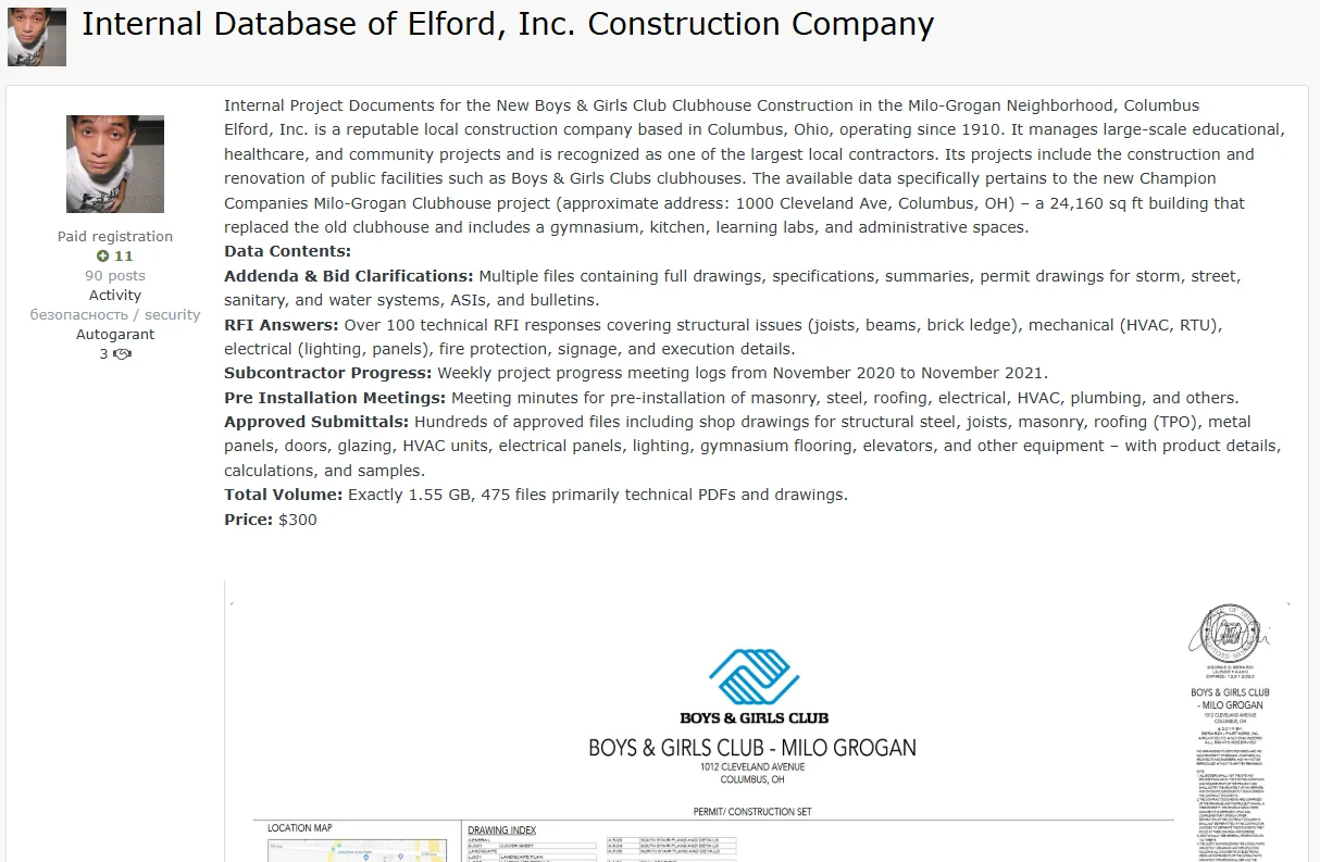 Elford, Inc. Construction Data Breach: Project Files Leaked Onlin