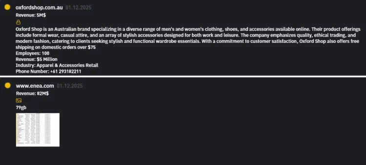 INC Ransomware Group Breaches Enea and Oxford Shop