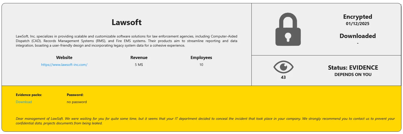 LawSoft, Inc. Targeted in RansomHouse Ransomware Data Breach