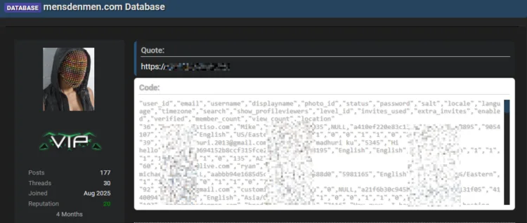 Mens Den Men Data Breach Exposes User Database and Emails