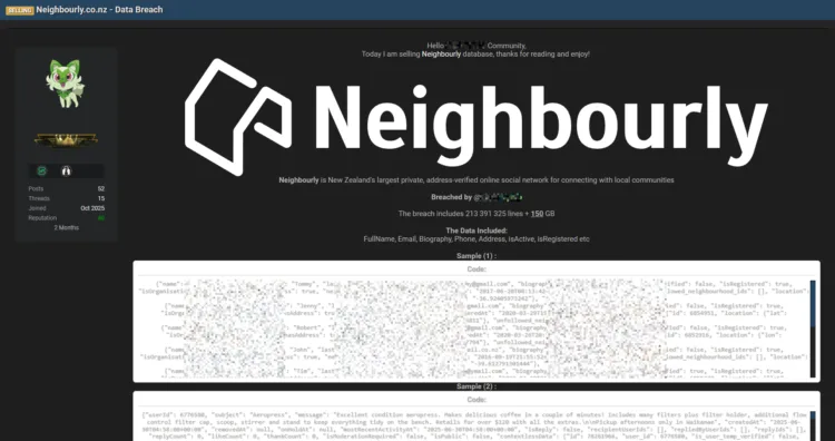 Neighbourly Data Breach: 150GB of User Data and Messages Put for Sale