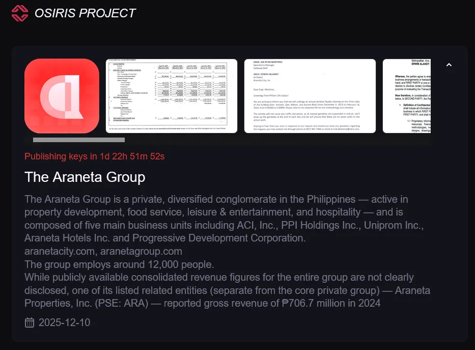 The Araneta Group Targeted by Osiris Ransomware Group