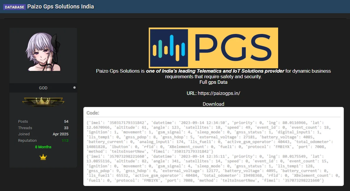 Paizo GPS Solutions Allegedly Breached Exposing GPS Telemetry Data