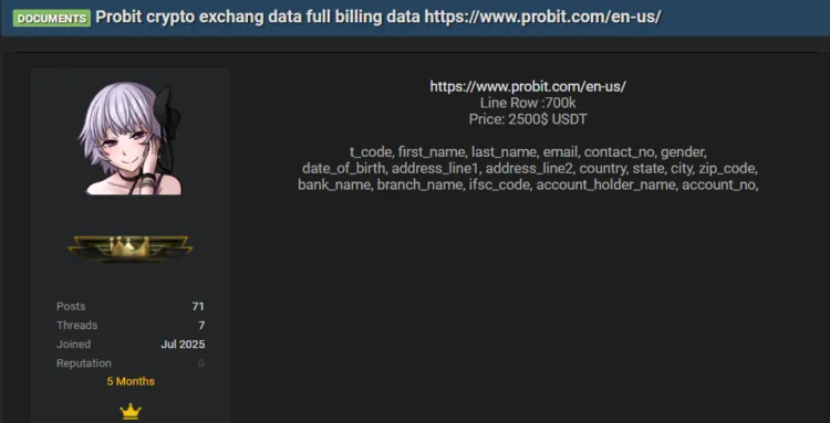 ProBit Global Crypto Exchange Targeted in Alleged Data Breach