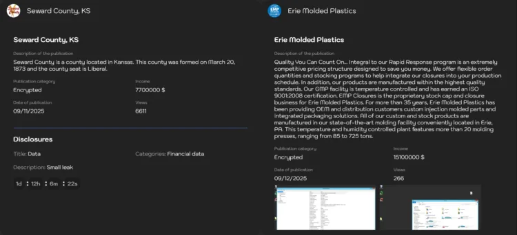 Sinobi Ransomware Hits Seward County and Erie Molded Plastics