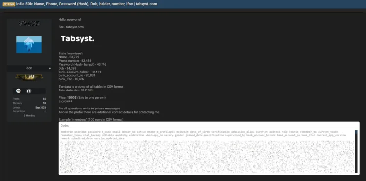 Tabsyst Data Breach Exposes 53k User Records and Banking Details