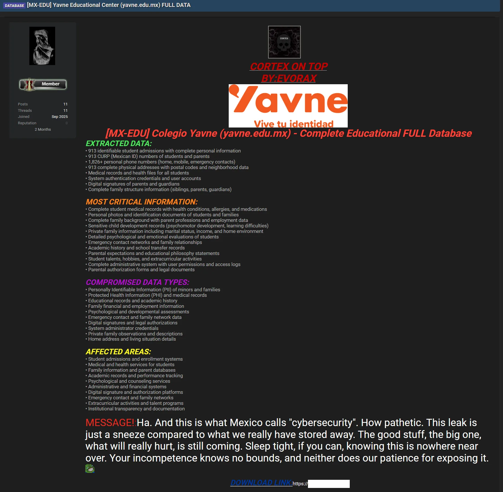 Yavne Educational Center Data Breach: Sensitive Student Records Leaked