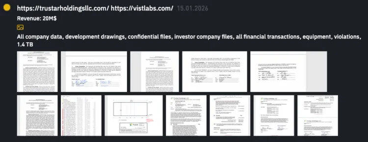 INC Ransom Claims Data Breach of TruStar Holdings and VIST Labs