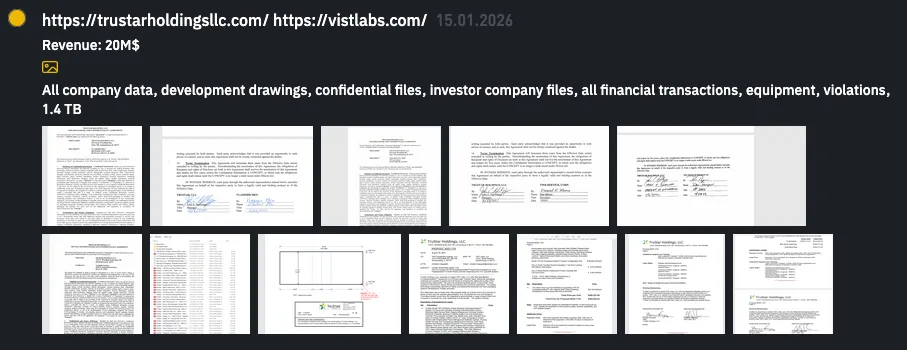 INC Ransom Claims Data Breach of TruStar Holdings and VIST Labs