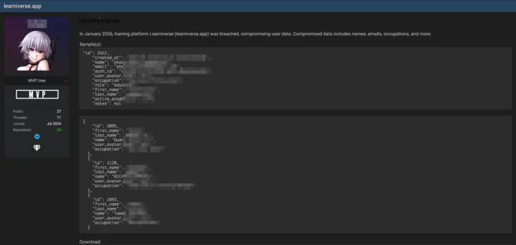 Learniverse Data Breach Exposes User Emails and Occupations
