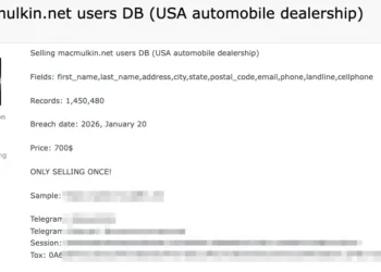 MacMulkin Chevrolet Data Breach: 1.4 Million Customer Records for Sale
