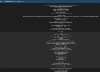 Britain International Academy Source Code Leak and Secrets Exposure