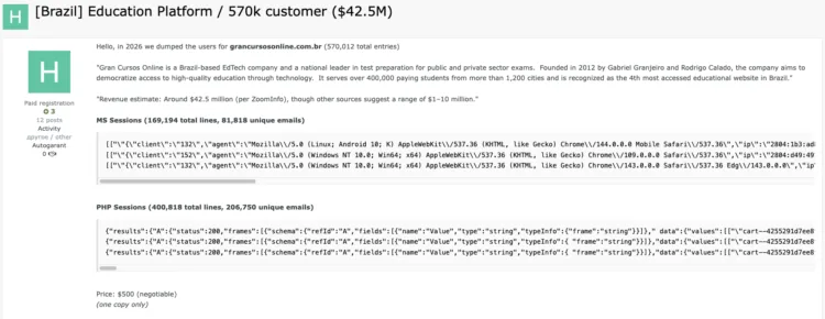 Gran Cursos Online Data Breach Exposes 570k User Records