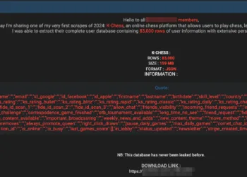 K-Chess Data Breach: 83,000 User Records Leaked from Online Platform