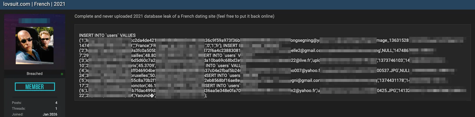 Lovsuit.com Data Breach: French Dating Site Database Leaked