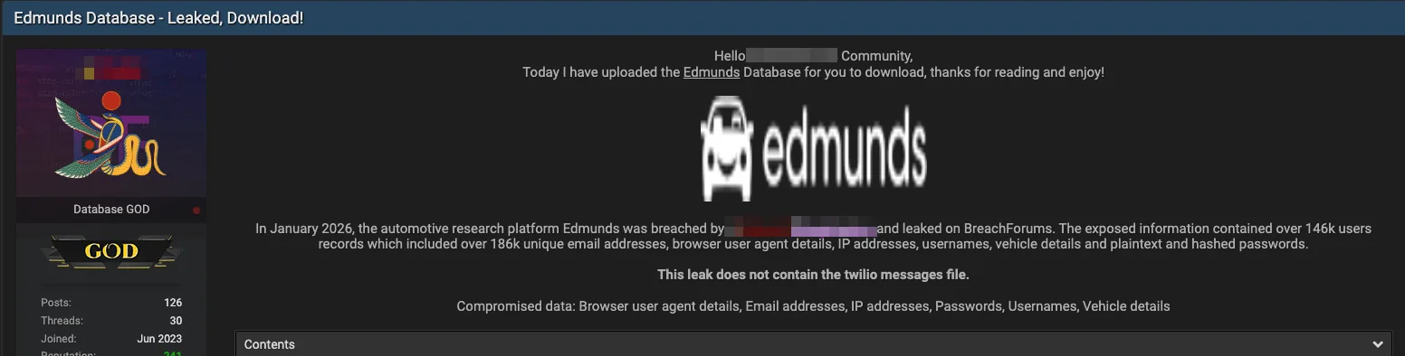 Edmunds Data Breach: ShinyHunters Leaks 146k User Records
