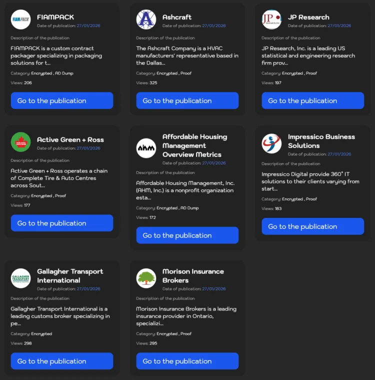 Sinobi Ransomware Breaches FIAMPACK, Ashcraft, JP Research, Active Green + Ross, AHM, Impressico, Gallagher, and Morison
