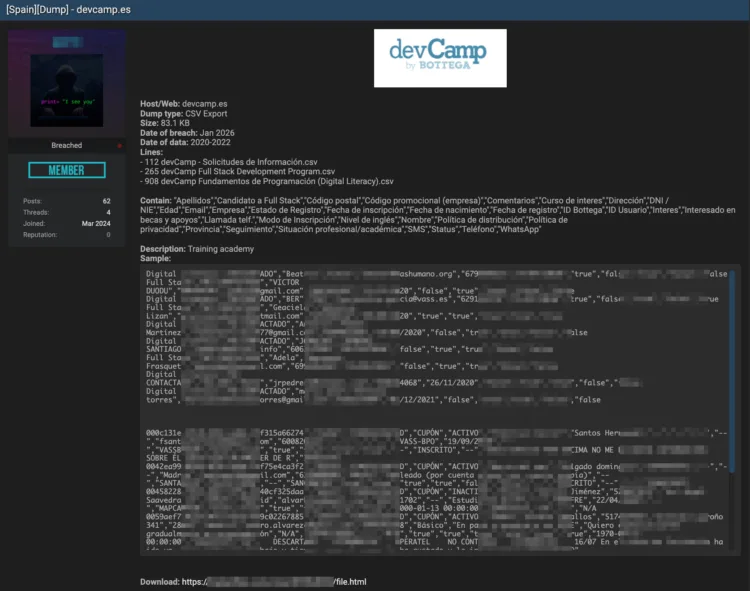 devCamp Data Breach Exposes Student and Applicant Information