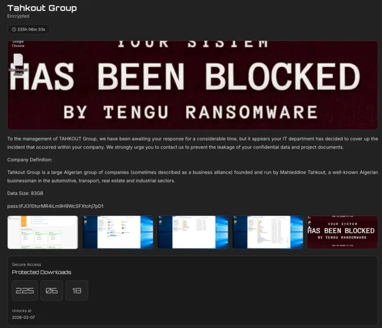 Tahkout Group Hit by Tengu Ransomware Data Breach