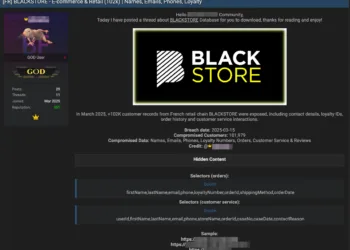 BLACKSTORE Data Breach Exposes Over 100k Customer Records