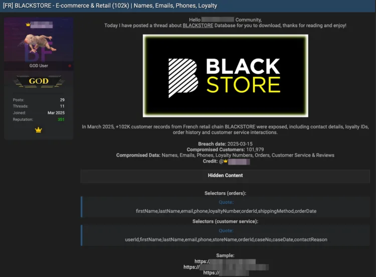 BLACKSTORE Data Breach Exposes Over 100k Customer Records