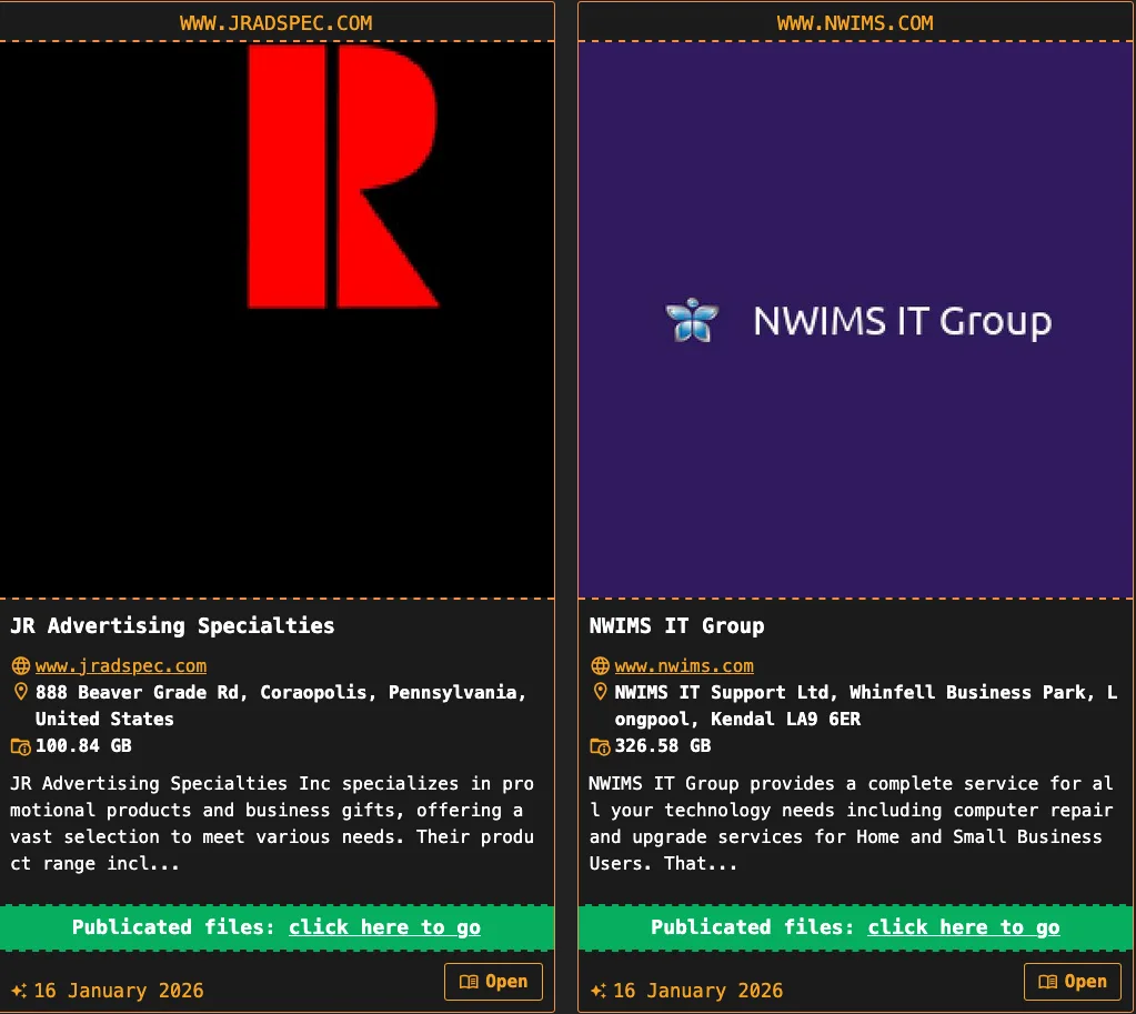 DragonForce Ransomware Group Attacks JR Advertising Specialties and NWIMS IT Group