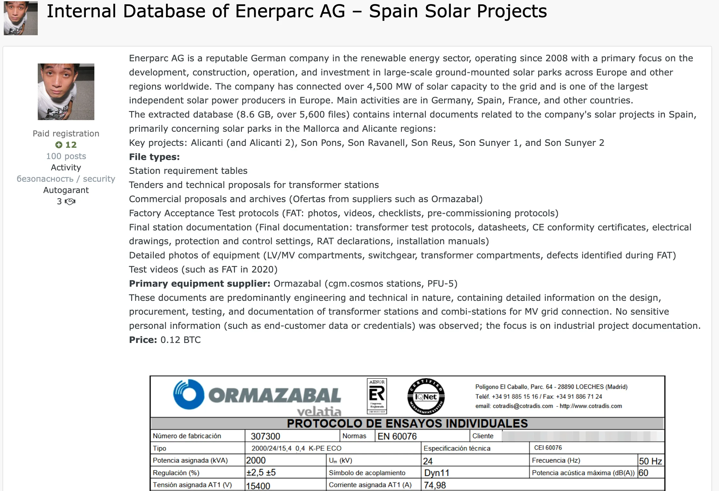 Enerparc AG Allegedly Breached: Solar Project Data Leaked