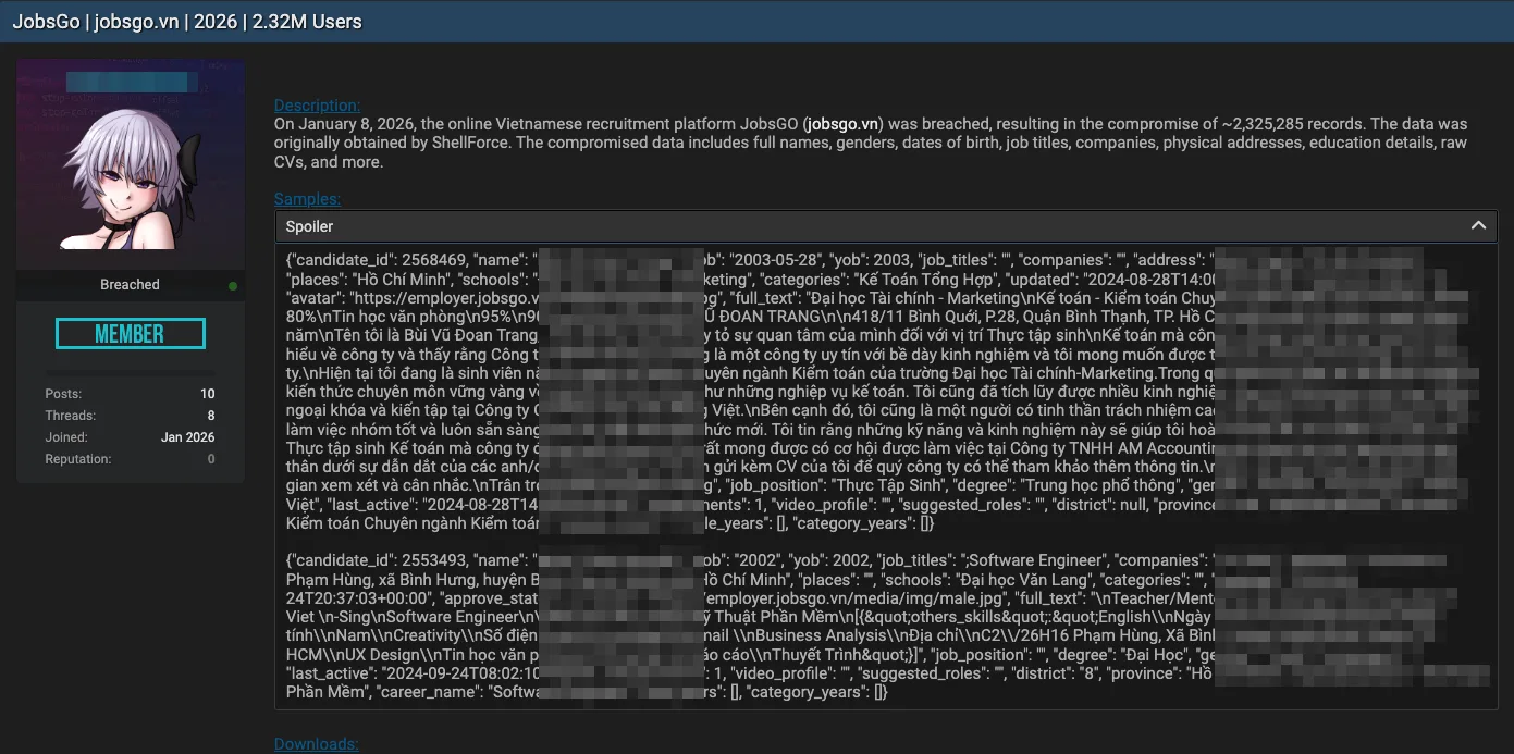 JobsGO Data Breach Exposes Over 2.3 Million User Records