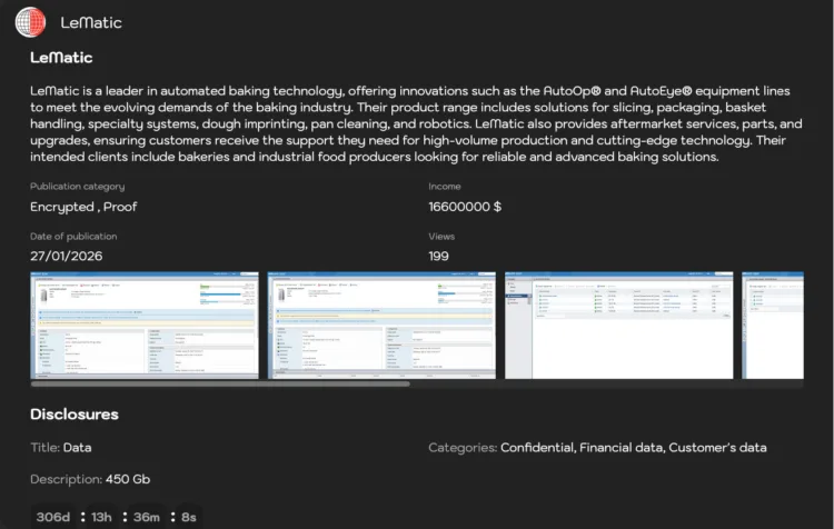 LeMatic Hit by Sinobi Ransomware Attack Data Breach 450GB Stolen