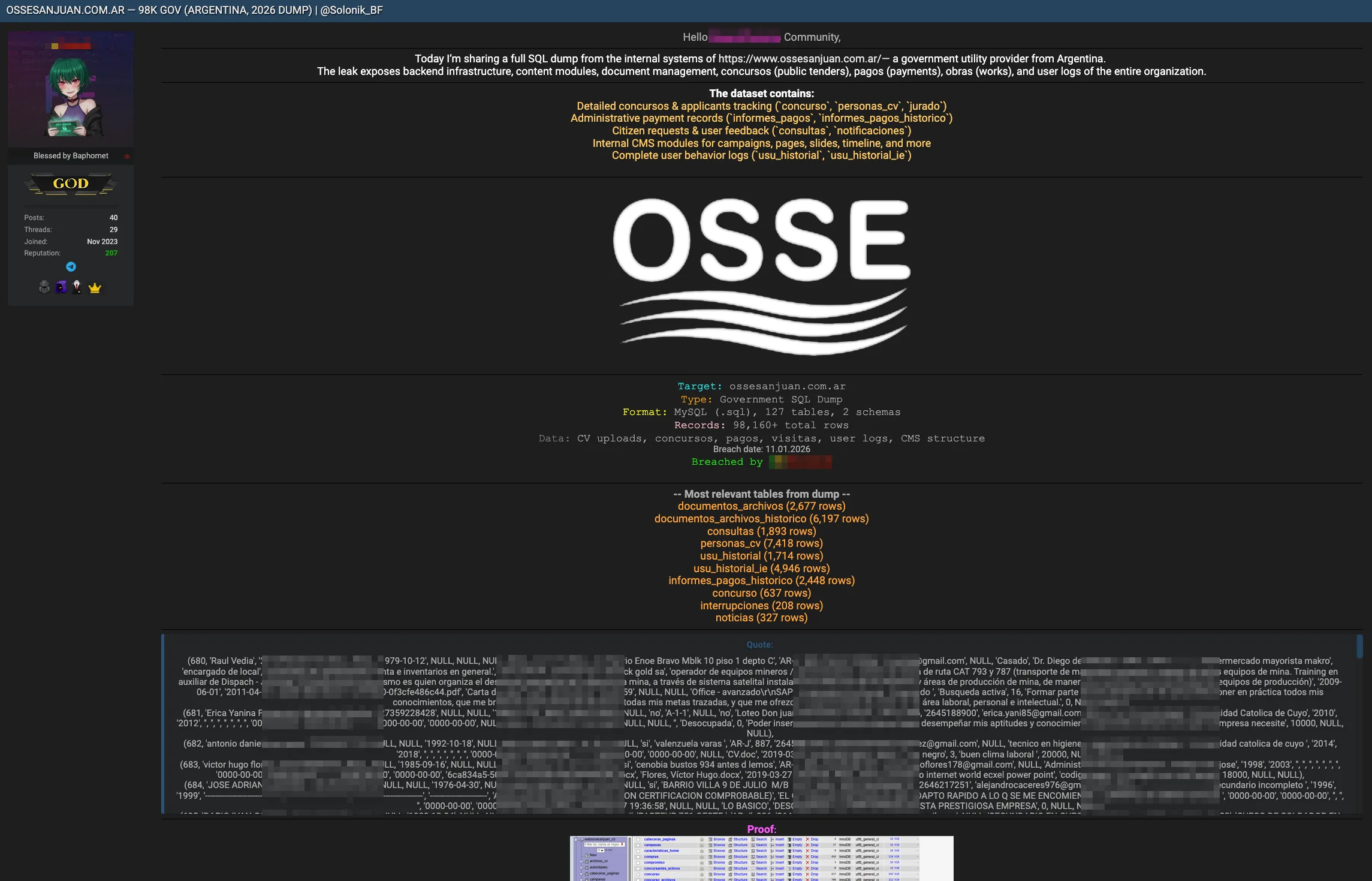 OSSE San Juan Data Breach Exposes Government Utility Records
