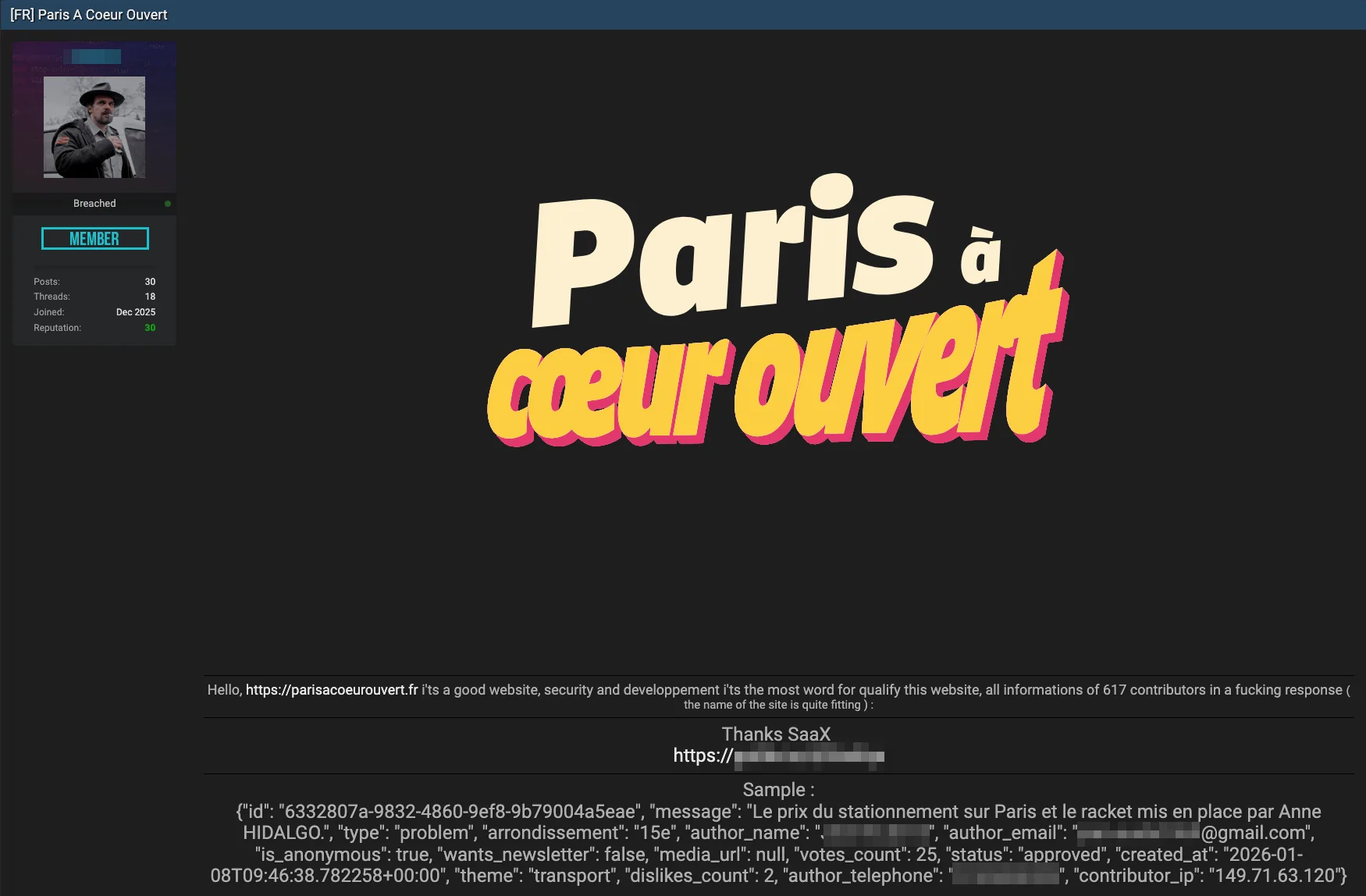 Paris à Cœur Ouvert Data Breach Exposes Contributor Info