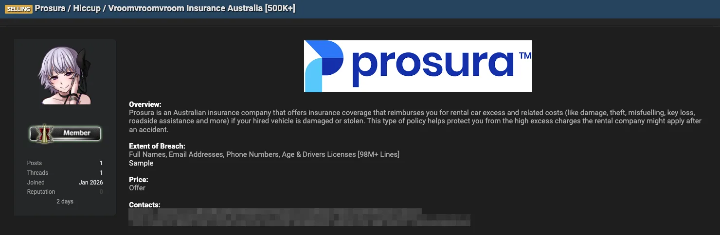 Prosura & VroomVroomVroom Data Breach: Customer Data for Sale