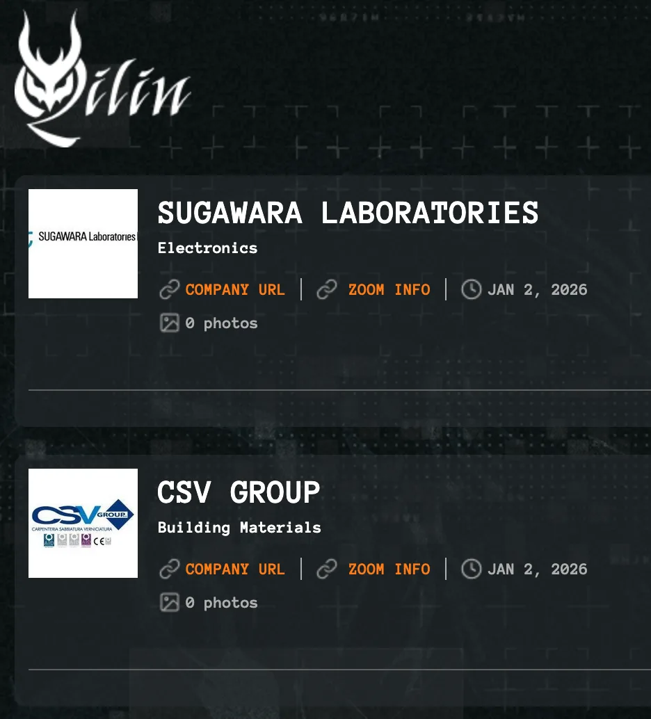 Qilin Ransomware Group Attack Hits Sugawara Laboratories and CSV Group