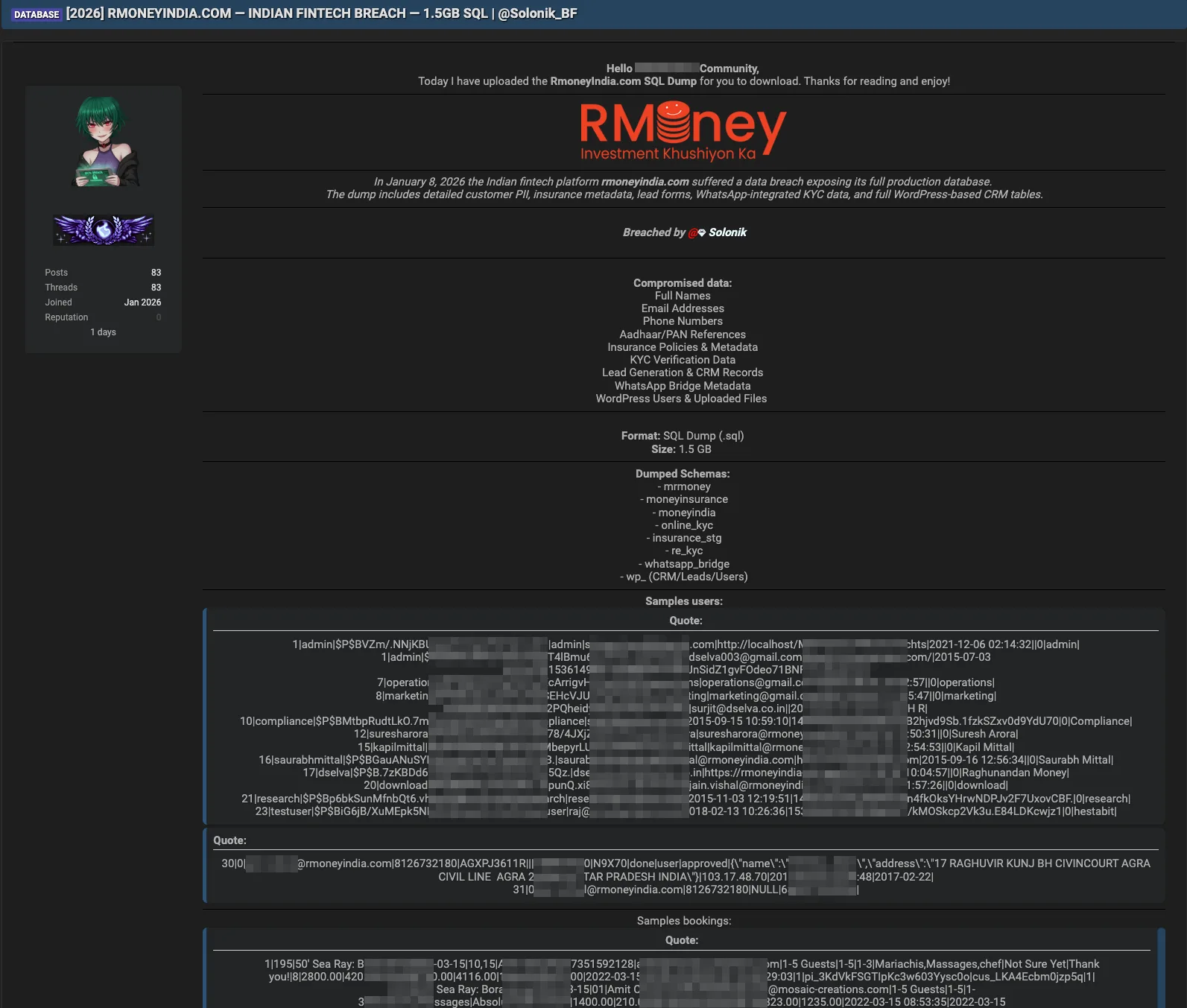 Rmoney India Data Breach Exposes 1.5GB of Customer and KYC Data